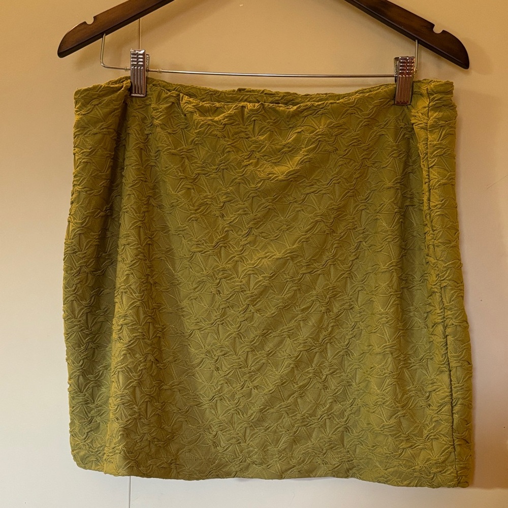 Free People Textured Olive Green Mini Skirt XL